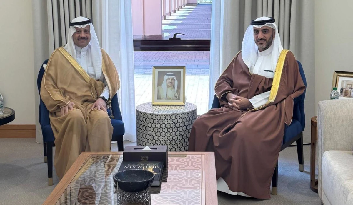 Hamad bin Faisal Al-Malki (R) and Naif bin Bandar Al-Sudairi at Gudaibiya Palace in Manama. (Supplied)