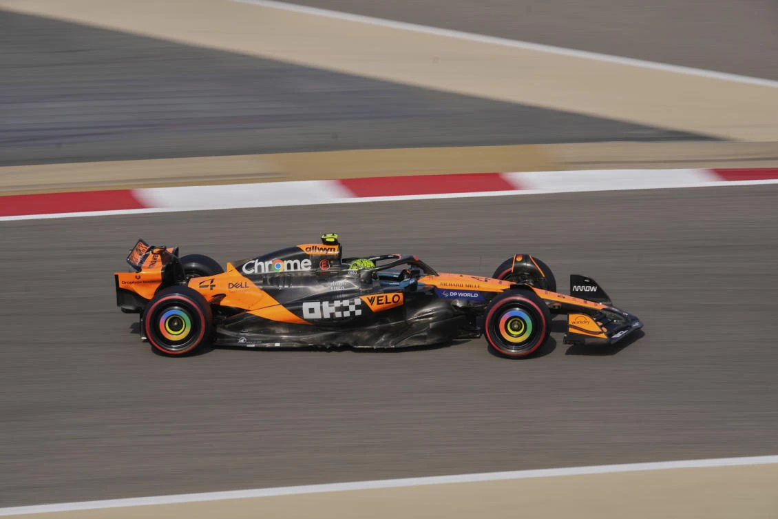 World championship leader Lando Norris topped the timesheets in a baking hot opening practice ahead of Alpine’s Pierre Gasly at the Bahrain Grand Prix on Friday. (AP)