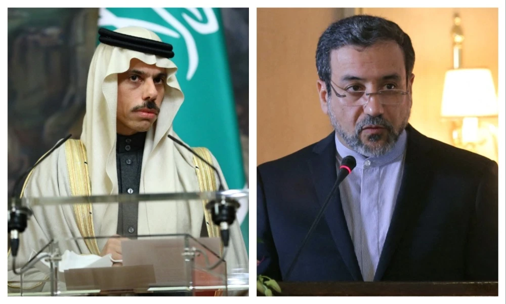 Saudi Foreign Minister Prince Faisal bin Farhan and his Iranian counterpart Abbas Araghchi. (File/AFP)