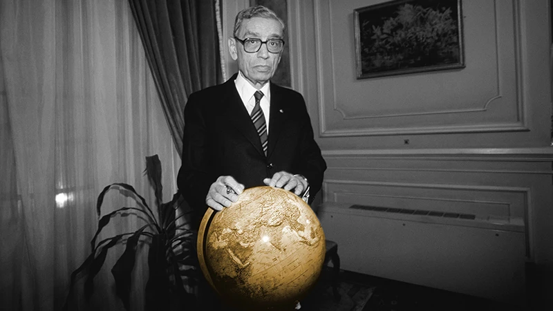 Portrait of Boutros Boutros-Ghali in his Cairo office a few days before becoming the sixth UN General Secretary. Getty Images