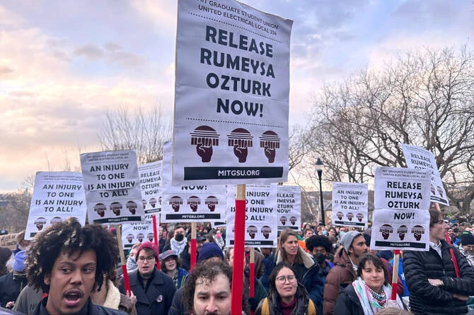 An immigration judge denied bond for a Tufts University student from Turkey who has been detained by authorities in Louisiana for three weeks over what her lawyers say is apparent retaliation for an op-ed piece she co-wrote in the student newspaper. (AP/File)
