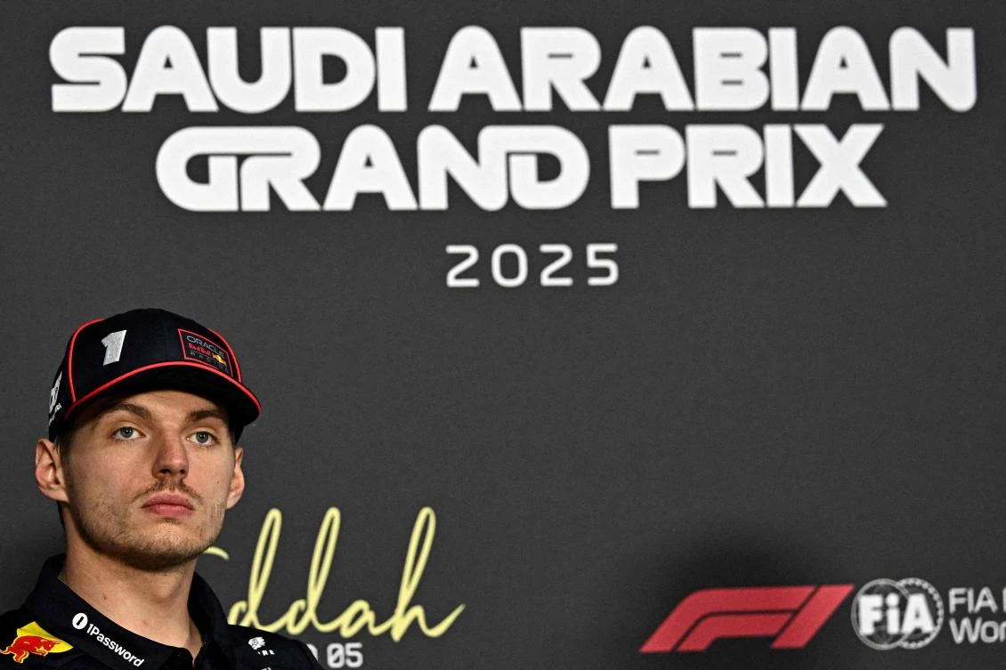 Red Bull Racing’s Dutch driver Max Verstappen attends a press conference ahead of the Saudi Arabia Formula One Grand Prix at the Jeddah Corniche Circuit on Apr. 17, 2025. (AFP)