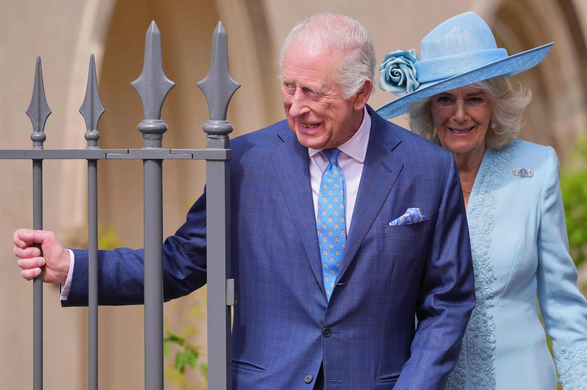 King Charles and Queen Camilla greet crowds after Easter service