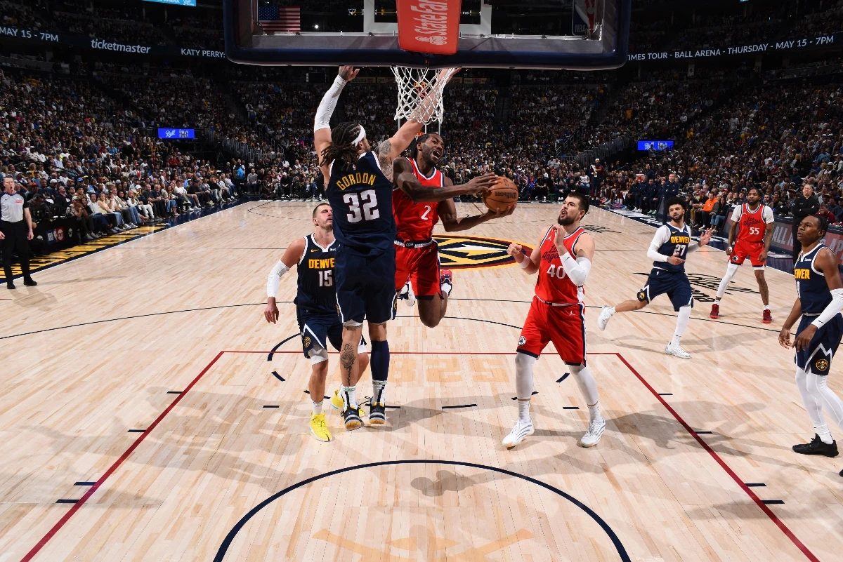 Kawhi Leonard of the LA Clippers drives to the basket against the Denver Nuggets during Round 1 Game 2 of the 2025 NBA Playoffs on April 21, 2025 at Ball Arena in Denver, Colorado. (Getty Images via AFP)