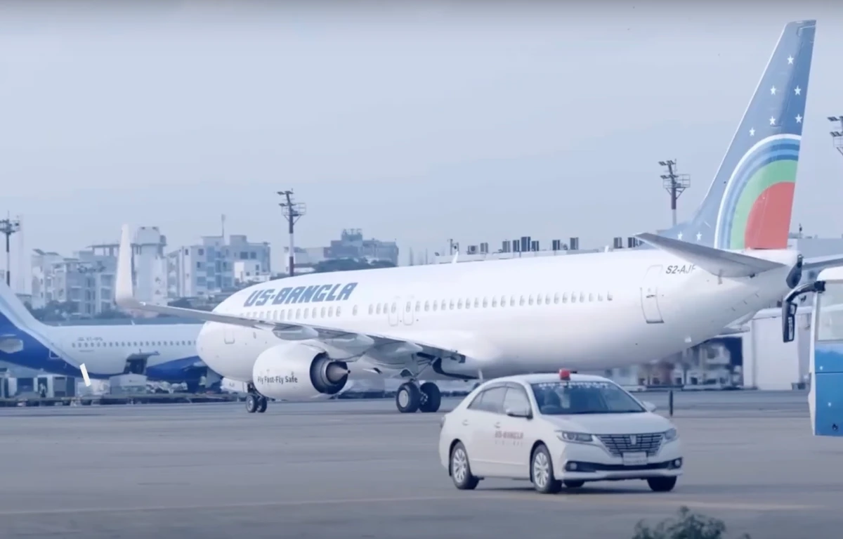 A US-Bangla Airlines aircraft is seen on the tarmac of Hazrat Shahjalal International Airport. (US-Bangla Airlines/File)