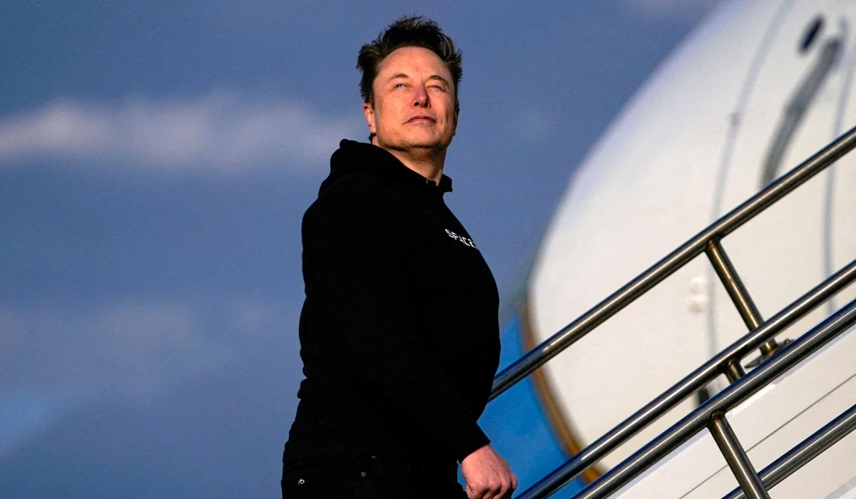 Tesla CEO Elon Musk boards Air Force One with U.S. President Donald Trump (not pictured) as they depart for Philadelphia, Pennsylvania, from Morristown Municipal Airport in Morristown, New Jersey, U.S., March 22, 2025. (REUTERS)