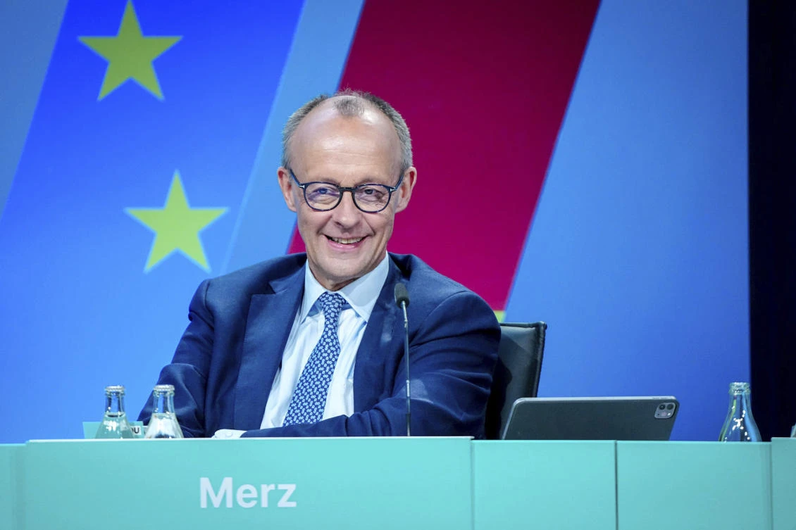 Friedrich Merz, CDU candidate for chancellor and federal CDU chairman, attends the CDU federal committee in Berlin, Apr. 28, 2025. (AP)