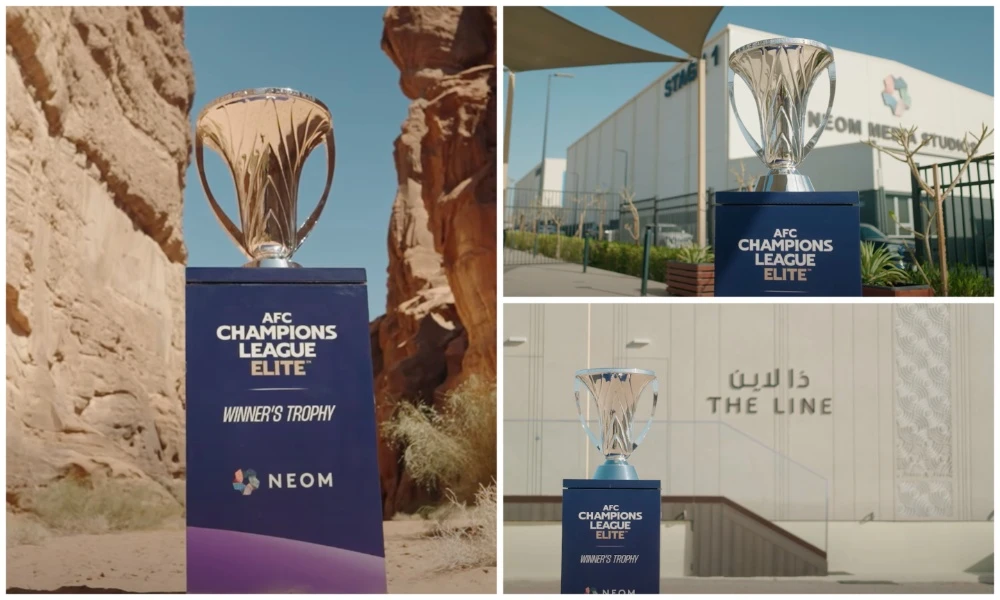 The official AFC Champions League Elite trophy made a special journey across NEOM this week, as excitement builds for the tournament’s final in Jeddah on Saturday. (Supplied/NEOM)