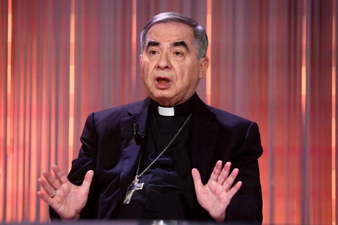 Cardinal Angelo Becciu had asserted his right to participate but backed down Tuesday after being presented with letters from Francis, penned before his death, saying he could not take part. (Reuters)