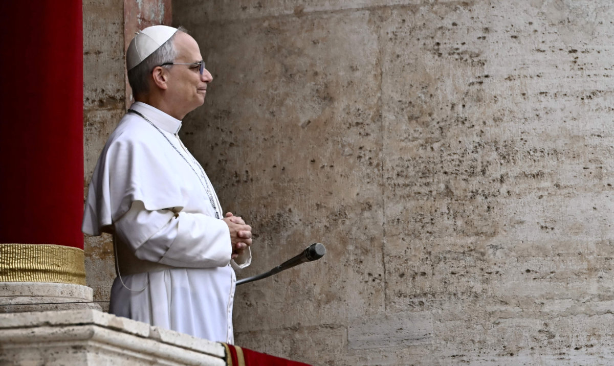 Pope Leo XIV delivers the Regina Caeli prayer from the main central loggia of St Peter's basilica in The Vatican. (AFP)