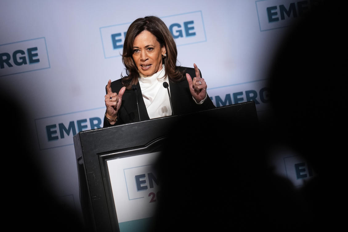 Former VP Harris says Trump’s America is ‘self-serving’