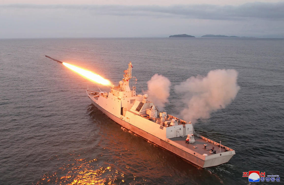 A strategic cruise missile being launched from a guard ship marine of the 2nd Surface Ship Squadron of the East Sea fleet. (File/AFP)