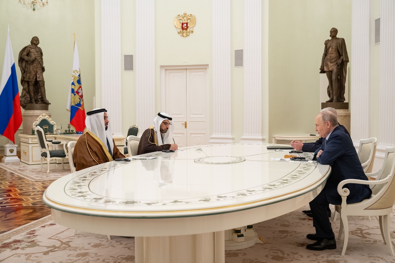 Russian President Vladimir Putin received Sheikh Saif bin Zayed Al-Nahyan, the UAE’s deputy prime minister and minister of interior. (WAM)
