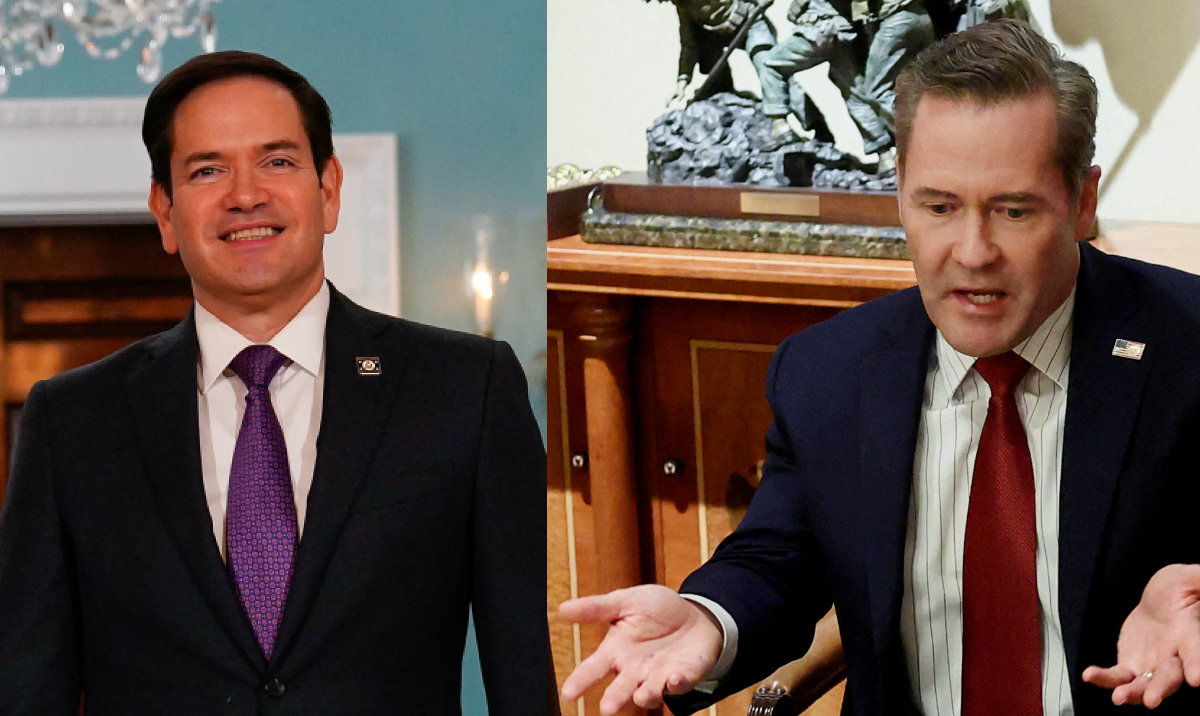 Outgoing US National Security Adviser Mike Waltz, right, and Foreign Secretary Marco Rubio. (Reuters photos)