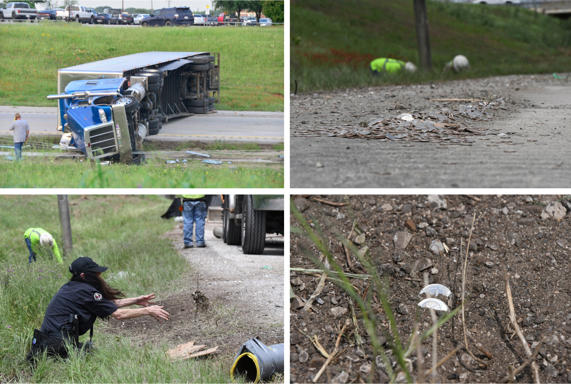 Cha-ching! Millions of dimes spill onto Texas highway after truck rolls