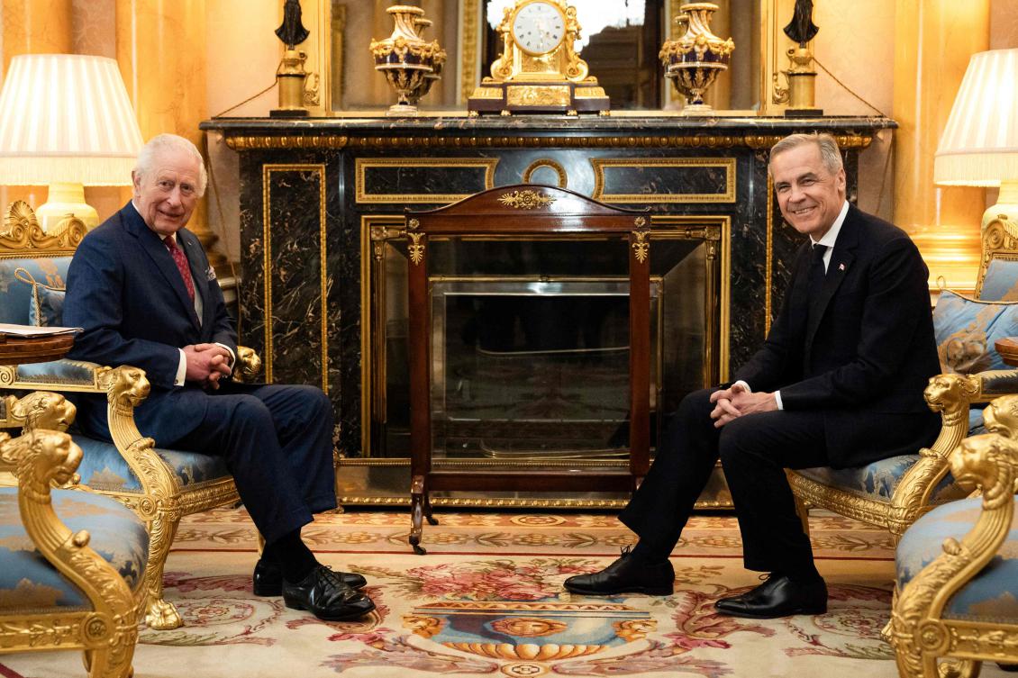 Britain’s King Charles III holds an audience with Canada’s Prime Minister Mark Carney at Buckingham Palace, in central London, on Mar. 17, 2025. (AFP/File)