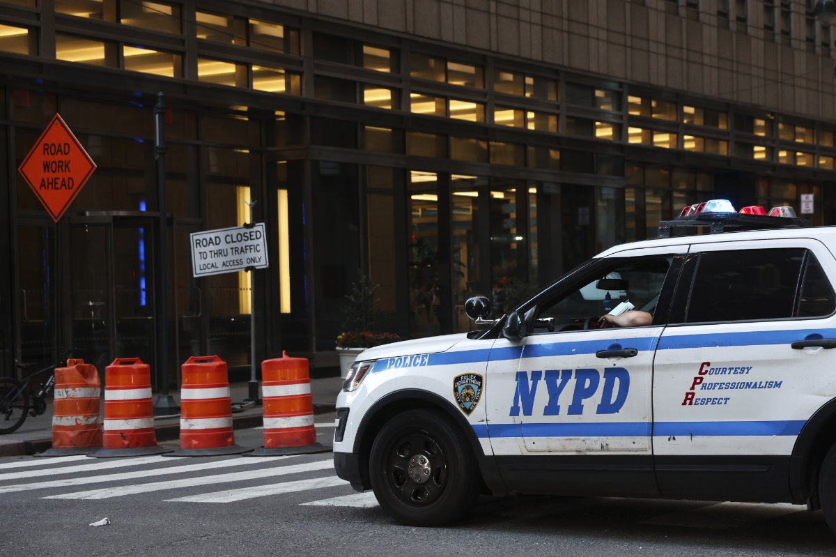 An NYPD cruiser sits at the intersection of a Midtown street closed due to construction on Nov. 7, 2024, in New York. (AP Photo/File)