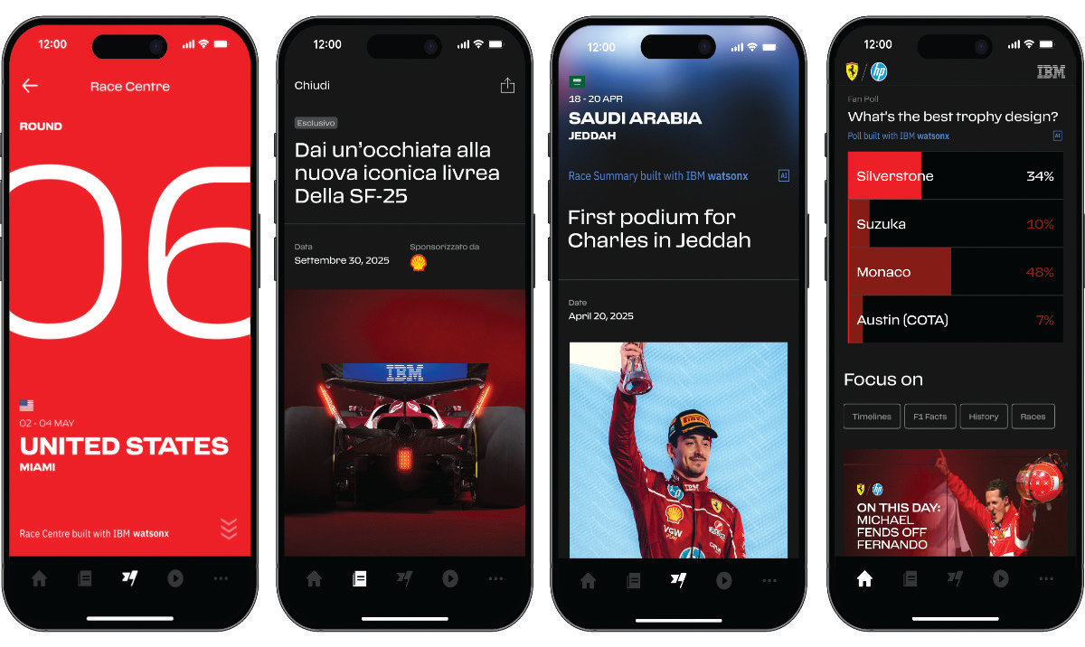 The app includes an all-new Race Center and Racing Insights built with IBM watsonx, delivering a more immersive experience.