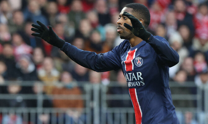 Paris Saint-Germain striker Ousmane Dembélé has recovered from a slight hamstring problem and will be in the squad taking on Arsenal in the second leg of their Champions League semifinal on Wednesday. (AFP/File)