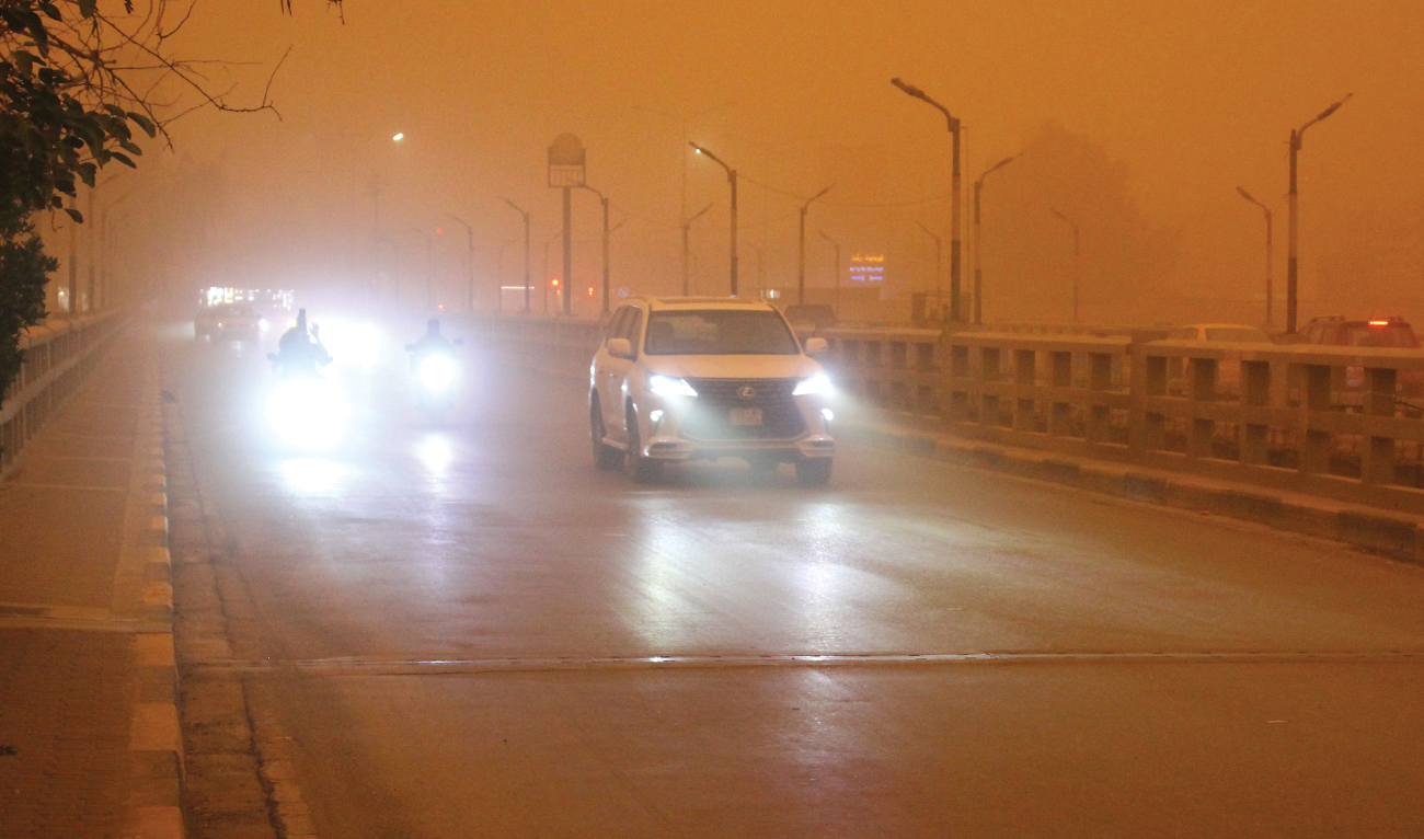 Iran’s meteorological authorities said the conditions were caused by ‘the movement of a large mass of dust from Iraq toward western Iran.’ (AFP)