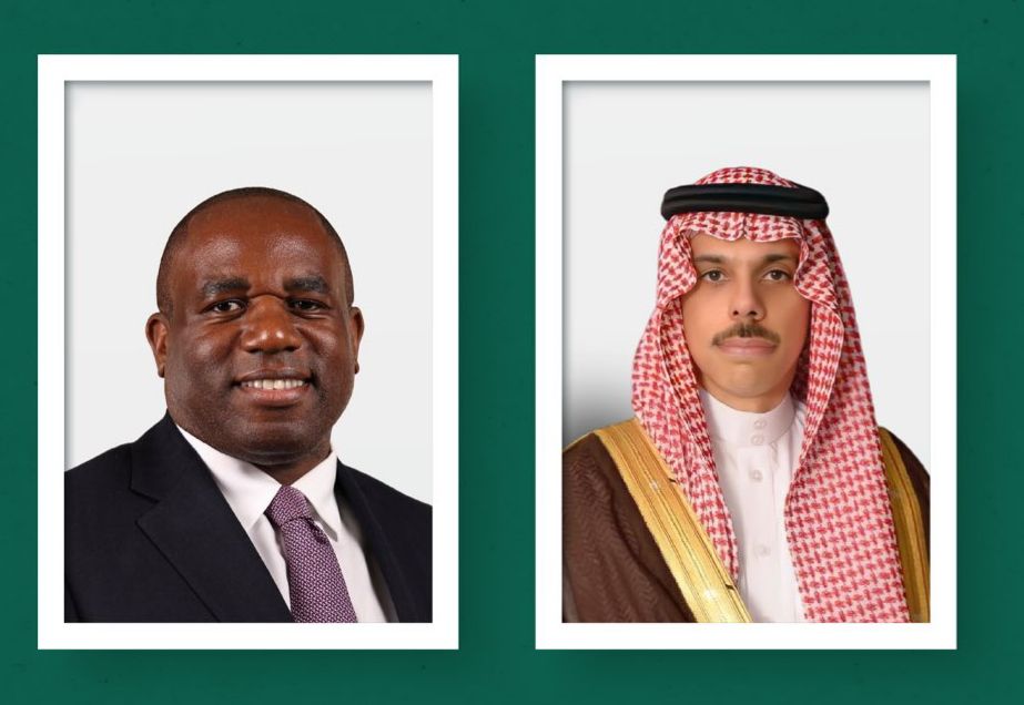 Saudi Foreign Minister Prince Faisal bin Farhan on Saturday spoke with his British counterpart David Lammy. (SPA)