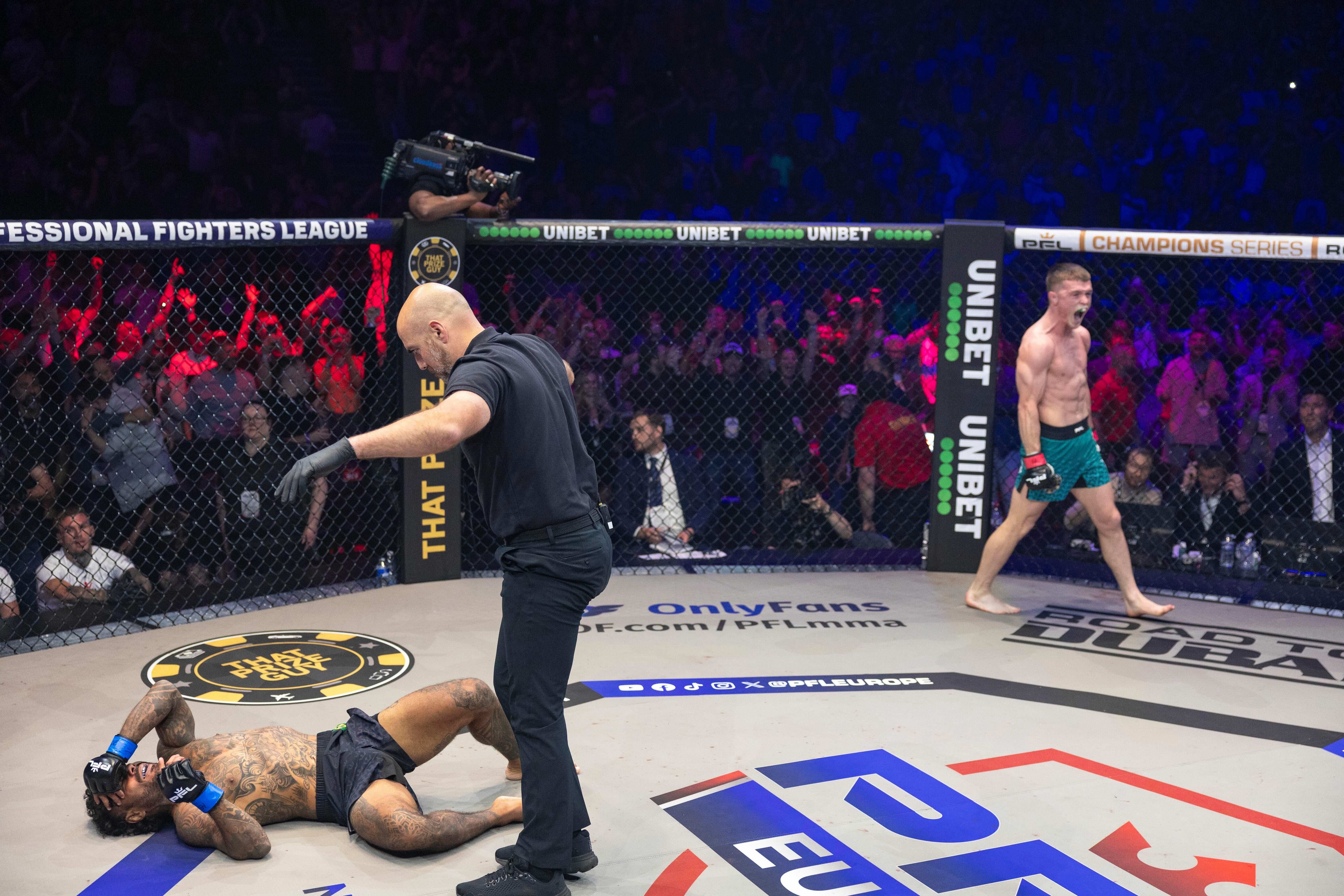 Paul Hughes finishes opponent in less than a minute. supplied