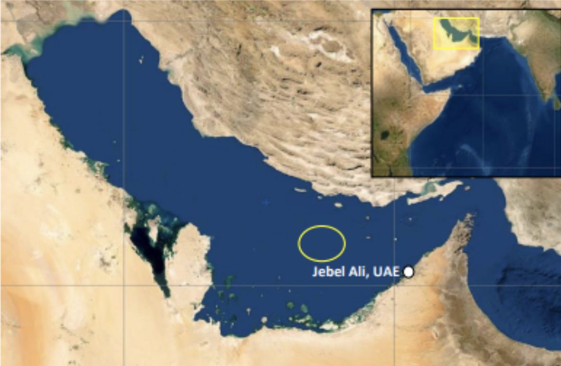 UKMTO said on Sunday it received a report of an incident 80 nautical miles off the UAE’s Jebel Ali port. (UKMTO)