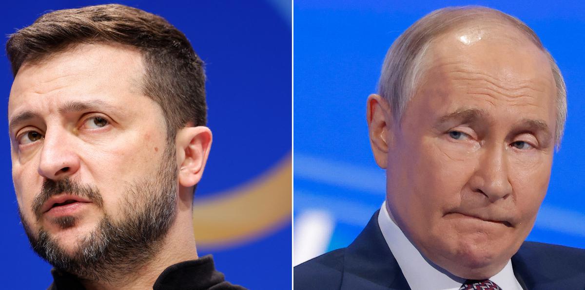 This combination of pictures created on May 12, 2025 shows Ukrainian President Volodymyr Zelensky and Russian President Vladimir Putin. (AFP)