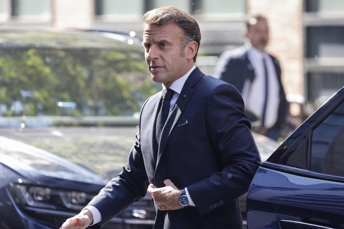 France's President Emmanuel Macron arrives for a visit of the Interministerial Headquarters for the Fight Against Organised Crime. (File/AFP)