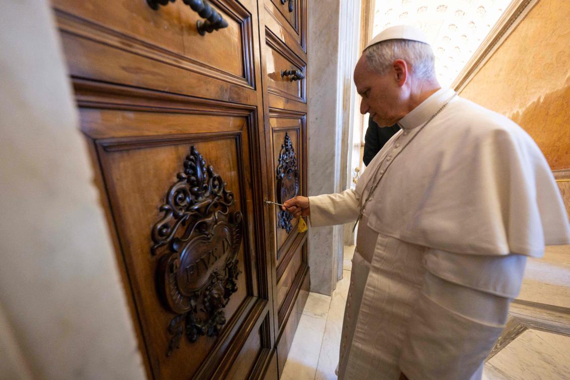 Pope Leo XIV visits the apartment III Loggia, in The Vatican. (AFP)