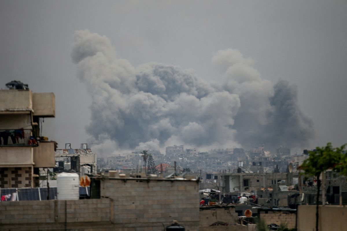 Smoke rises following Israeli strikes, in Jabalia in the northern Gaza Strip on Thursday. (Reuters)