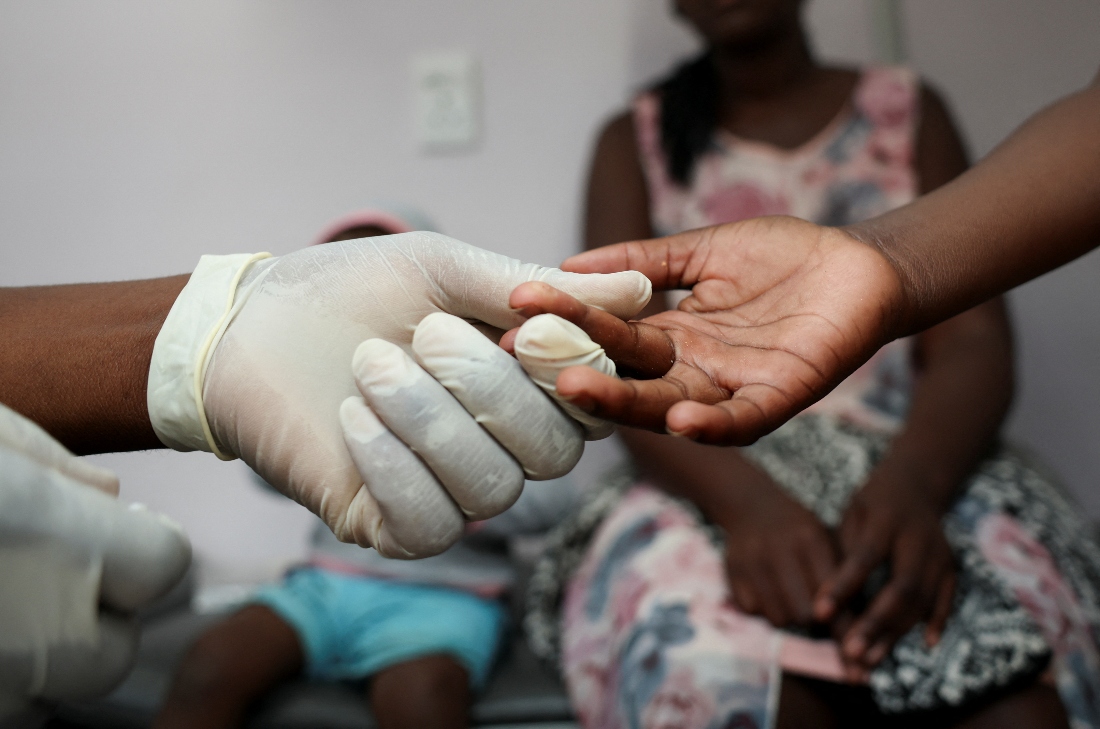 Blood sample taken from a child for an HIV test in Johannesburg, South Africa. (Reuters)