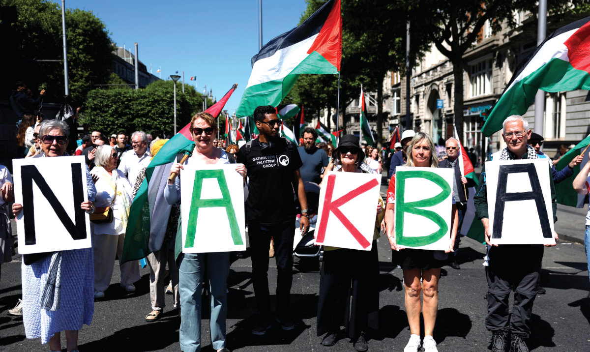 People stage a demonstration in Dublin in support of Palestinians. (Reuters)