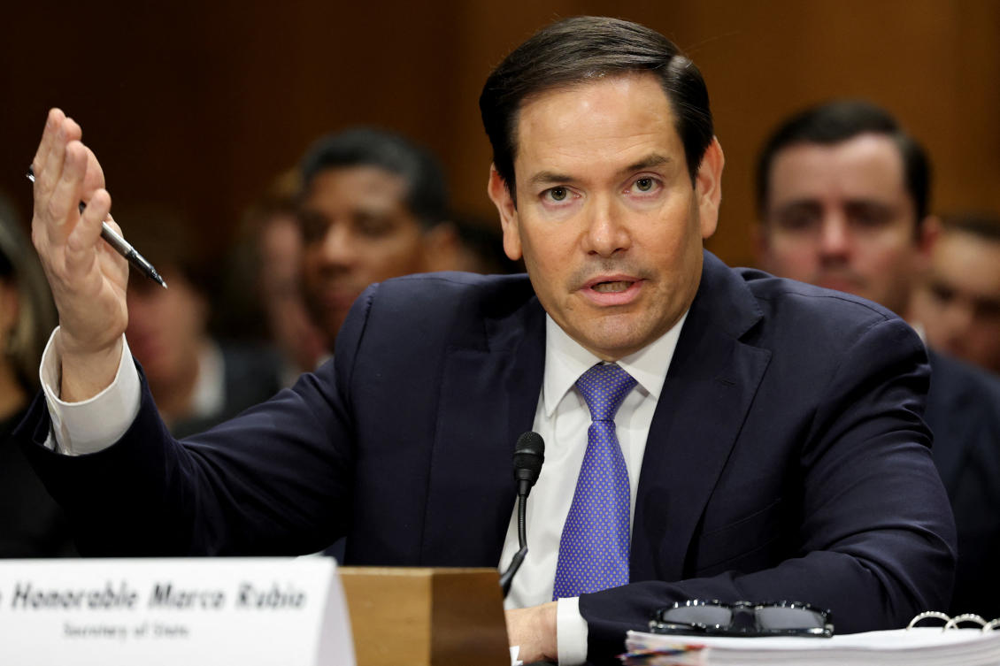 US Secretary of State Marco Rubio gestures as he testifies at a Senate Foreign Relations Committee hearing on US President Donald Trump’s State Department budget request for the Department of State, on Capitol Hill in Washington, May 20, 2025. (Reuters)