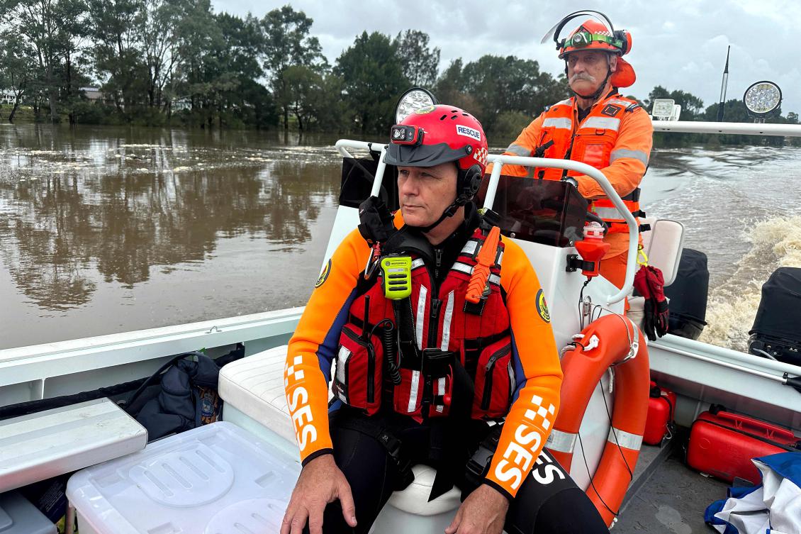 Taree, about 300 kilometers north of Sydney, is a key area of concern for emergency services after 415 millimeters of rain lashed the town since Monday – more than four times the mean monthly rainfall for May. (New South Wales State Emergency Service/AFP)