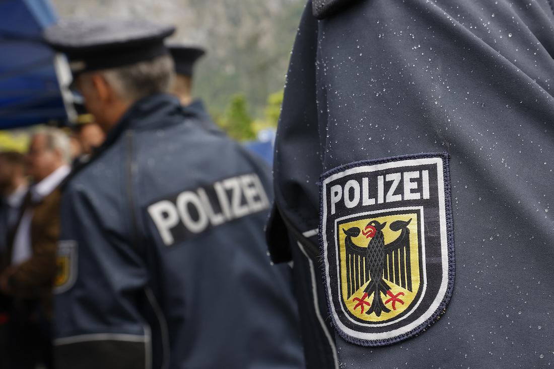 The German federal police guards during a visit of the German Interior Minister and Bavarian Prime Minister at the border control station Kiefersfelden, southern Germany. (File/AFP(