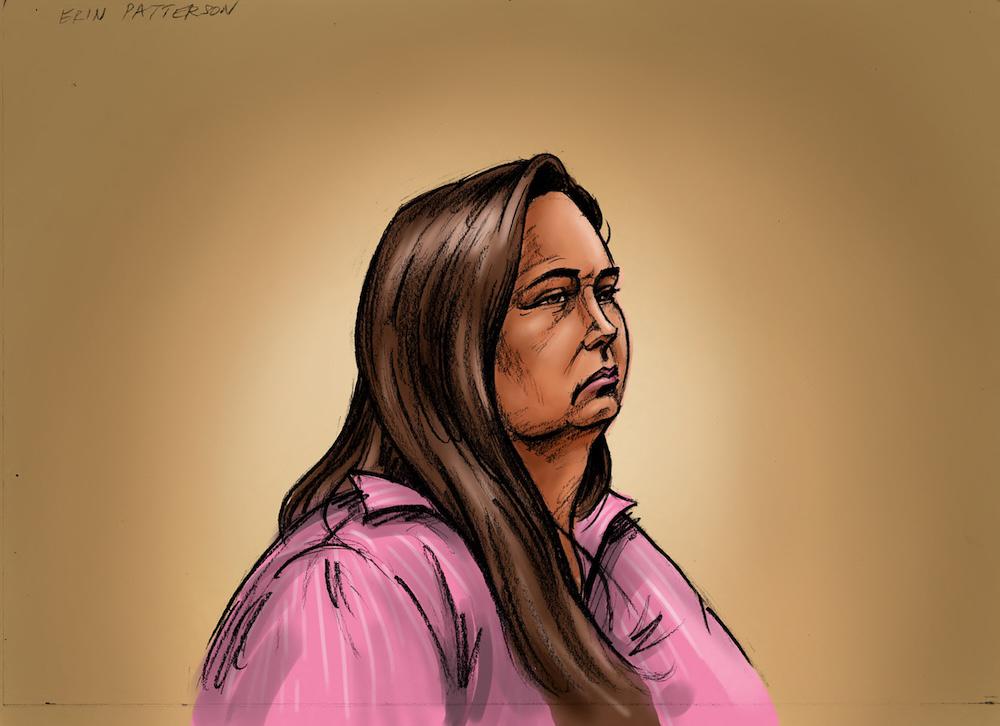 A handout sketch on April 29, 2025 shows Erin Patterson as she faces trial in a case that has grabbed global attention. (Supreme Court of Victoria/AFP)