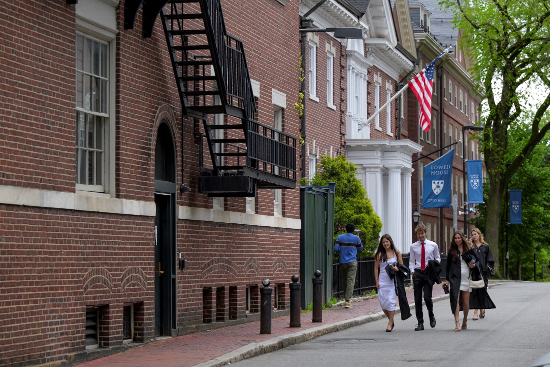 Students walking inside the Harvard campus in Massachusetts, US. (Reuters)