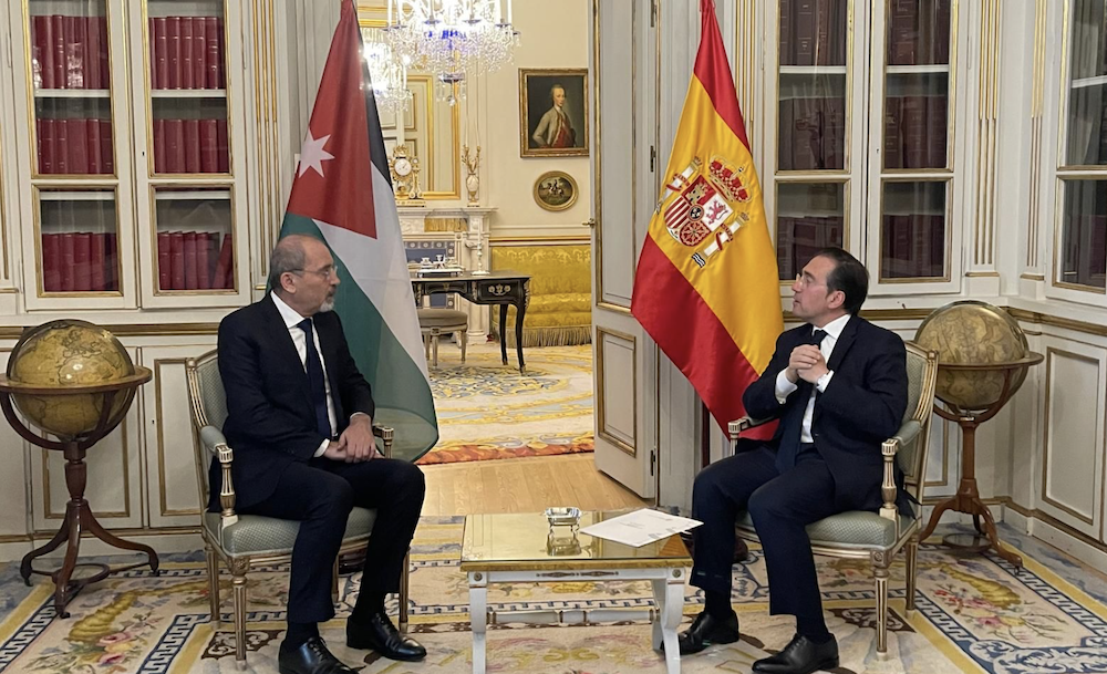 Jordan’s Foreign Minister Ayman Safadi held high-level talks in Madrid on Sunday with his Spanish counterpart Jose Manuel Albares, as both nations reaffirmed their commitment to deepening ties and advancing regional peace efforts. (Jordan News Agency)