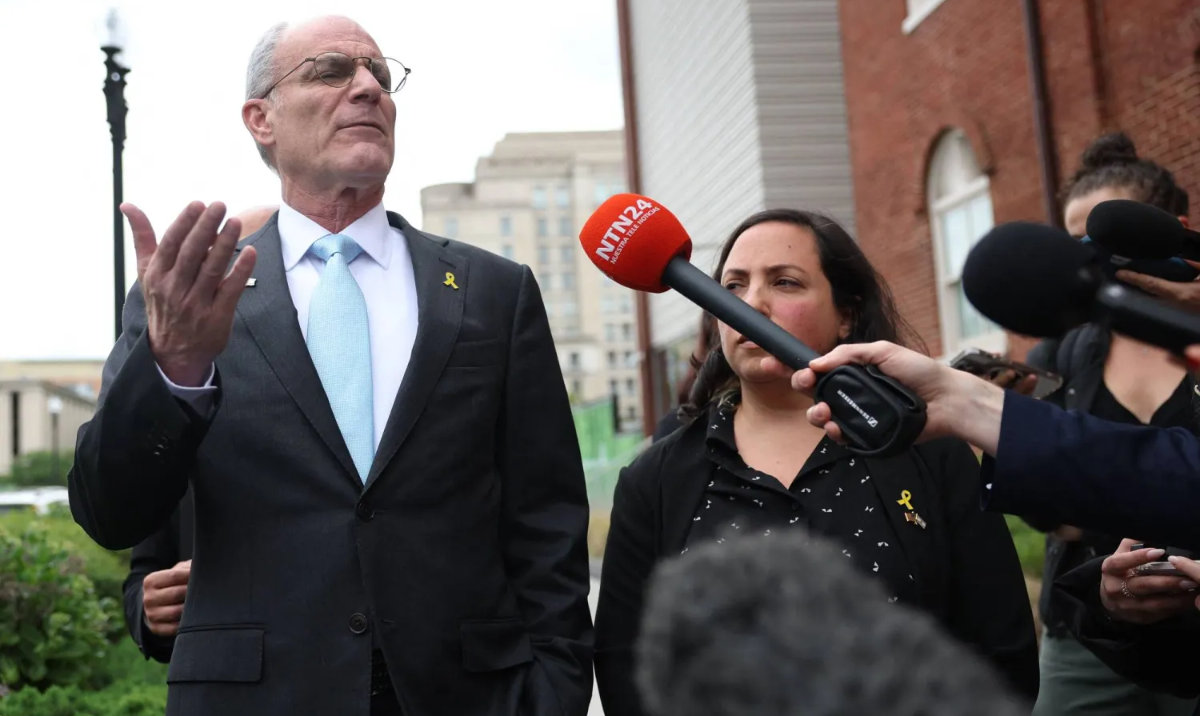 Israeli Ambassador to the United States Yechiel Leiter speaks to the media on May 22, 2025 in Washington, DC. (AFP)