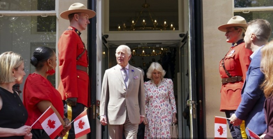 King Charles III and Queen Camilla leave The High Commission of Canada after a visit to mark the 100th anniversary of Canada House in London, UK. (AFP)