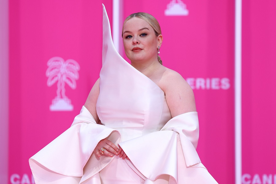 Nicola Coughlan will donate her Peace Lily couture dress by Robert Wun to a prize draw raising funds for Gaza. (Getty Images)
