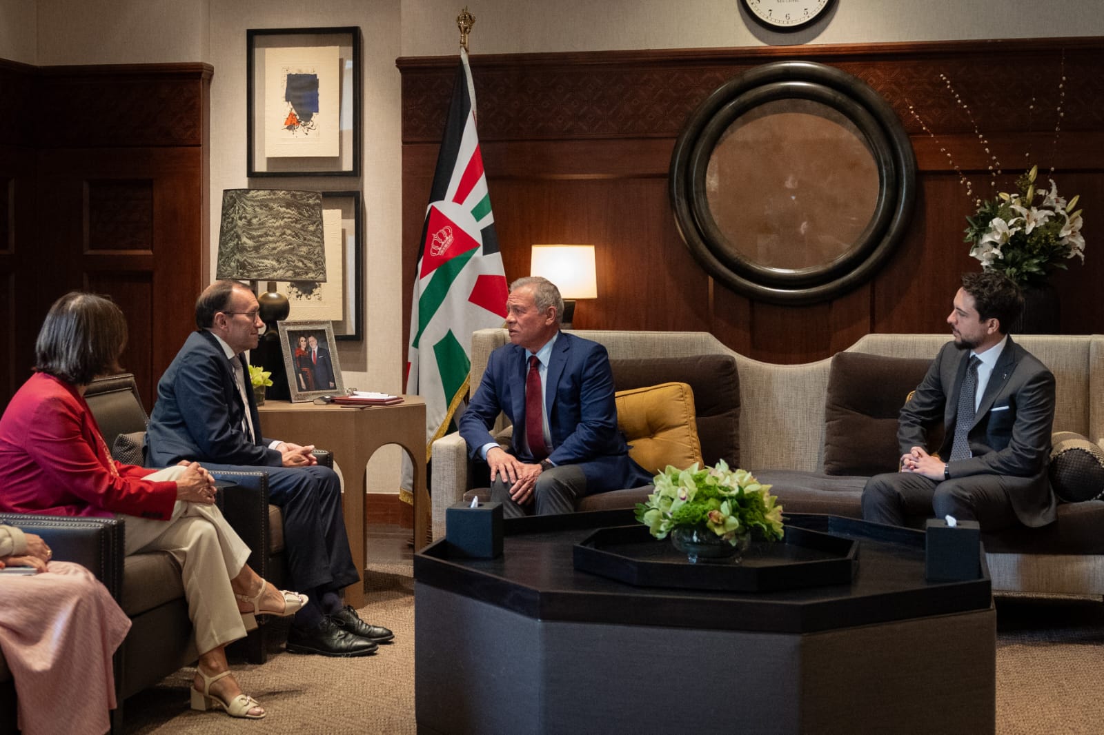 Jordan’s King Abdullah II met Norwegian Foreign Minister Espen Barth Eide in Amman on Monday, with the two sides calling for an immediate ceasefire in Gaza and renewed efforts toward a two-state solution. (Jordan News Agency)