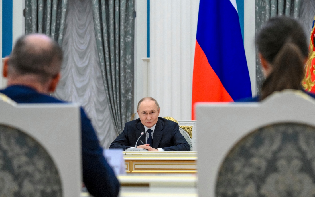 Russian President Vladimir Putin at a meeting with members of Russia's business community at the Kremlin in Moscow, Russia. (AP)