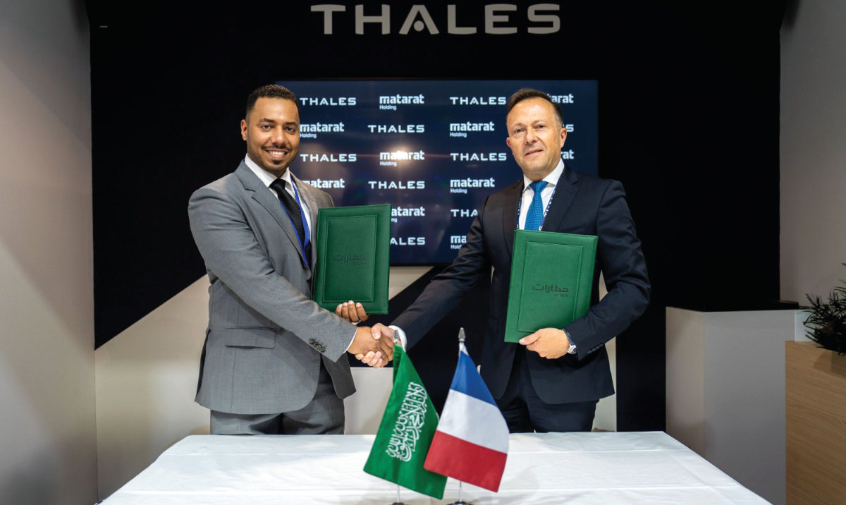 Abdullah Suaydan, GM of digital strategy and transformation, Matarat Holding, and Lionel Collot, strategy and marketing director, Thales KSA and CA.