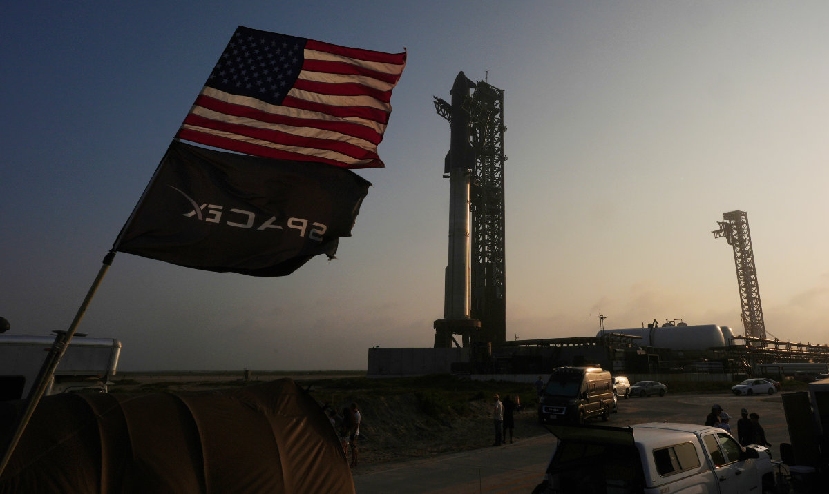 SpaceX's mega rocket Starship is prepared for a test flight from Starbase, Texas, Monday, May 26, 2025. (AP)