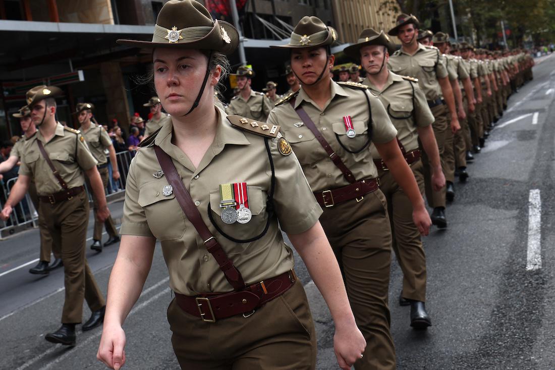 Servicemen and women march during the annual ANZAC (Australian and New Zealand Army Corps) Day parade in Sydney. (File/AFP)