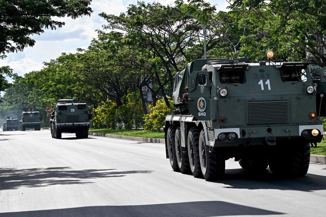 Neighboring Thailand and Cambodia have a long history of land disputes. Above, Cambodian soldiers drive BM-21 Grad self-propelled multiple rocket launchers along a street in Phnom Penh on May 28, 2025. (AFP)