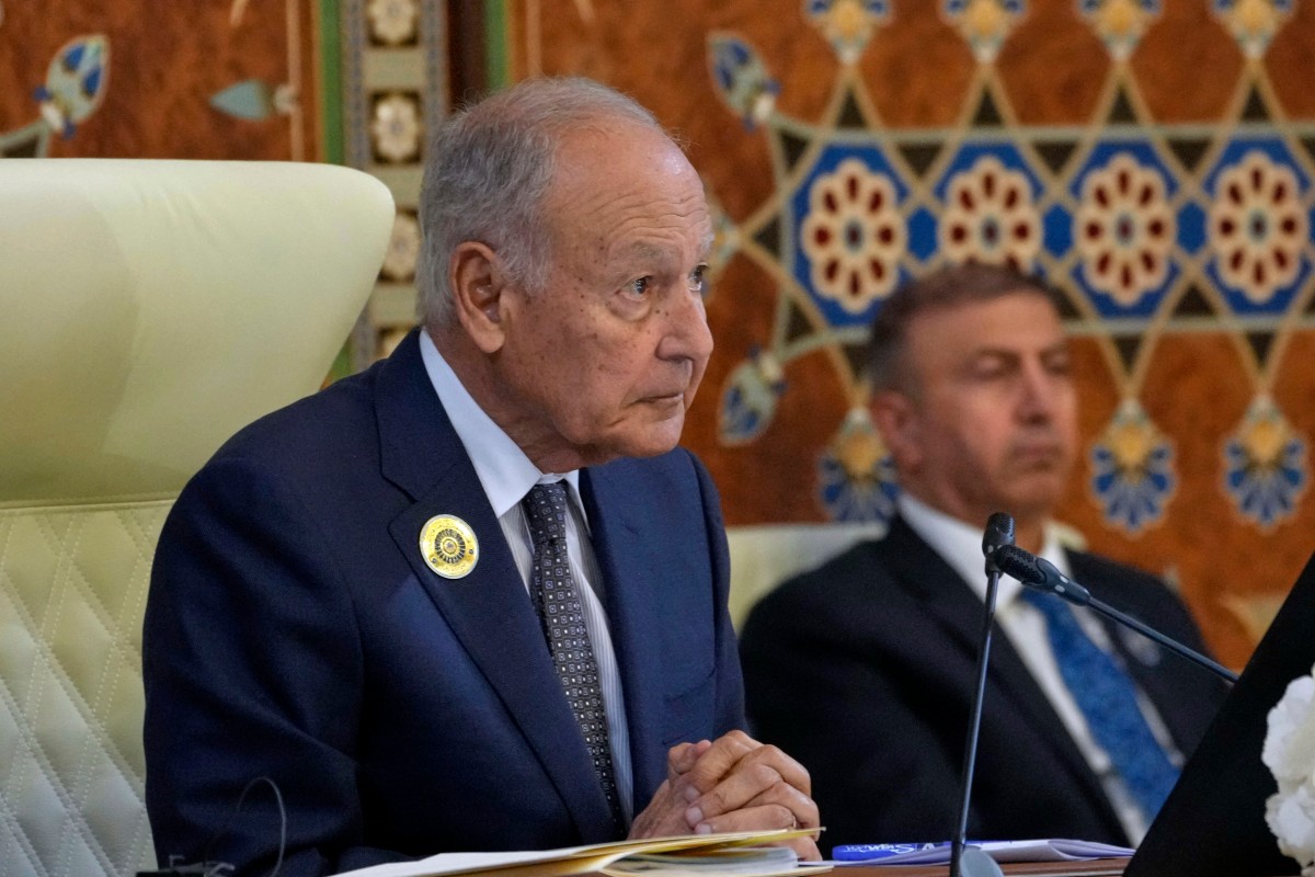 Arab League Secretary-General Ahmed Aboul Gheit attends the closing ceremony of the Arab League summit, in Baghdad, on May 17, 2025. (File/AFP)