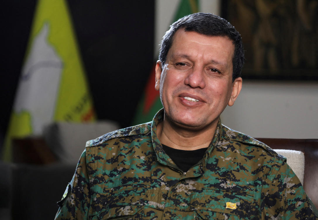 Commander of Syrian Kurdish-led forces Mazloum Abdi, attends an interview with Reuters in Hasakah, Syria December 19, 2024. (Reuters)